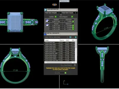Antique Radiant Filigree diamond Ring 3D print model