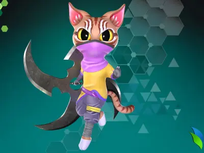 Cat Ninja 004 Low-poly 3D model