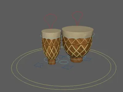 Bongo Congo Set Riged 3D Model Low-poly 3D model