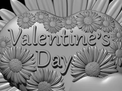 Heart in flowers  for 3D printing 3D print model