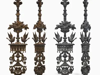 Baluster pair of ornate candlesticks 3D print model