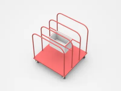 Container Trolley Cart With Small Box Container Attached 3D model