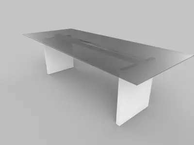 table glass and steel console Low-poly 3D model