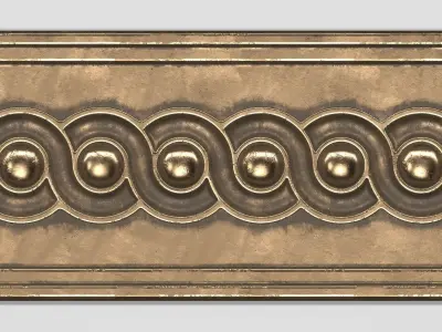 Circular spiral linear bas-relief  Low-poly 3D model