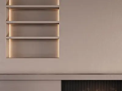 Decorated Wall With Fireplace - 4 3D model