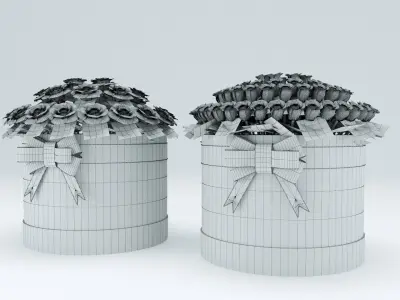 Rose white boquet 3D model