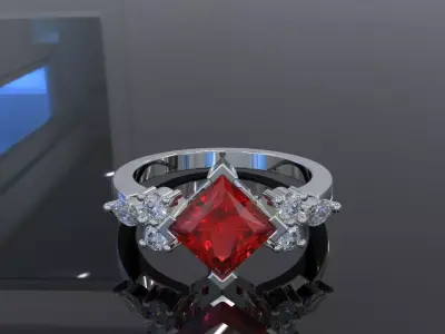 Three-Stone Engagement Ring 3D Model 3D print model