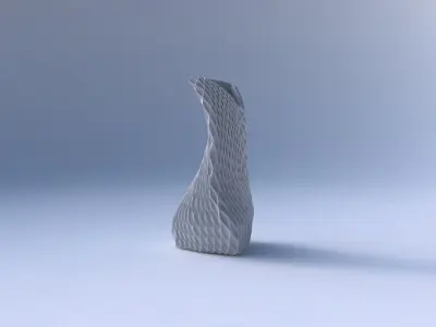 Vase twist puffy bent triangle with grid piramides 3D print model