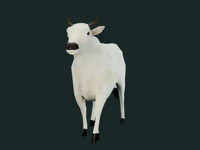 Low poly Indian Cow Rigged Model Low-poly 3D model