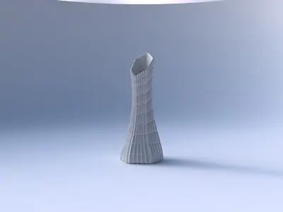 Vase squeezed and bent hexagon with strange tiles 3D print model