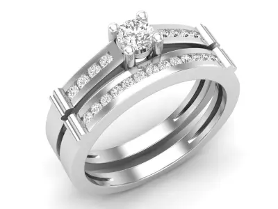 AV 635 Diamond Bridal Engagement Ring Set With Matching Band 3D print model