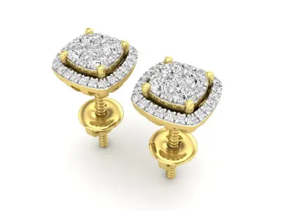 AV 606 Diamond Ladies Cluster Style Stud Earrings 3D print model