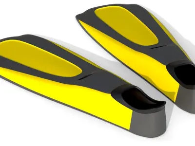 Dive Flippers Yellow Low-poly 3D model