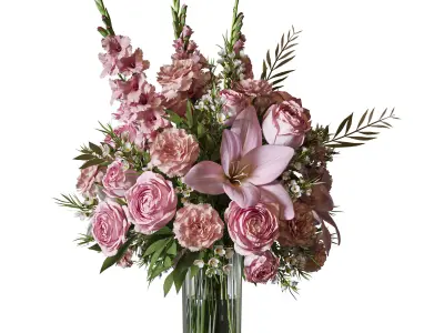 Flower Set 091 Pink and white bouquet 3D model