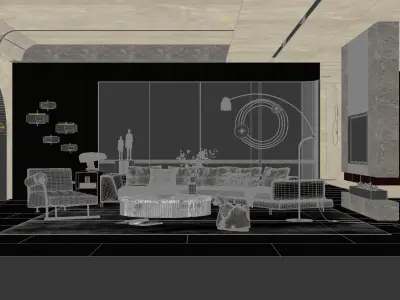 Living Room Interior Scene 6 3D model