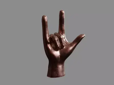 Rock Hand Gesture Sculpture 3D model