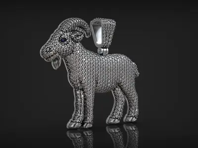 Iced Out Luxury Goat Hip Hop Diamond Star Pendant 3D print model