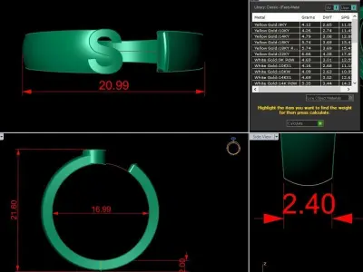 Alphabet Ring S 3D print model