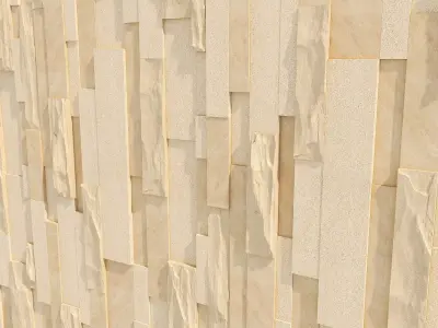 Stone rock wall splinter slab 02 3D model