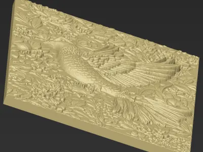 Pigeon with Flowers Background A44 3D print model