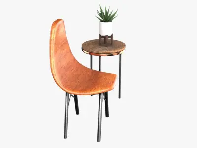 Chair And Table with aloe Free 3D Model Topology of geometry 3D model