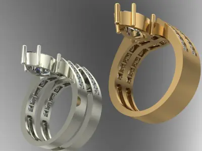 Elegant Infinity Marquise Diamond Ring - wedding set 3D print model