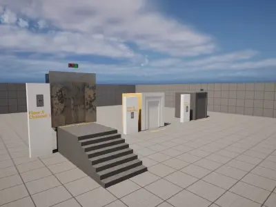 Elevator blueprint system for UE5 Low-poly 3D model