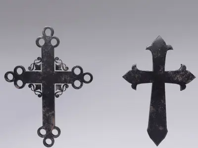 Cross Christ symbols set 3d model  Low-poly 3D model