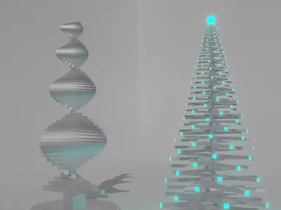 Modern Christmas Trees Bundle Free low-poly 3D model