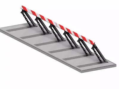 Metal chain car barricade Low-poly 3D model