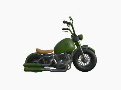 Motorcycle Cartoon A15 Green - Custom Vehicle Design Low-poly 3D model