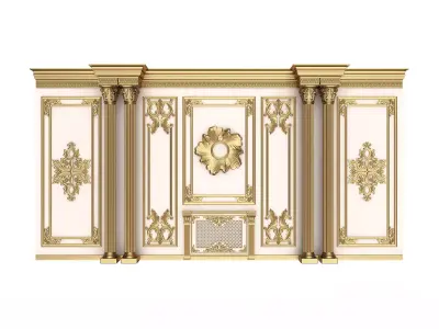 Boiserie Classic Wall with Mouldings 011 White Low-poly 3D model