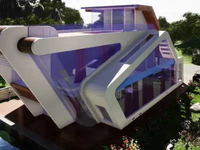 Villa modern house with roof 3D model