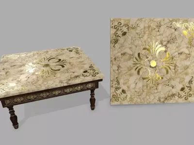 Table marble tile Low-poly 3D model