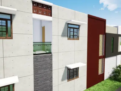 House  123 with aerial views 3D model