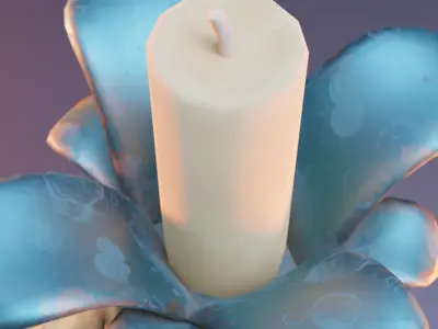 Candle holder with flower Low-poly 3D model