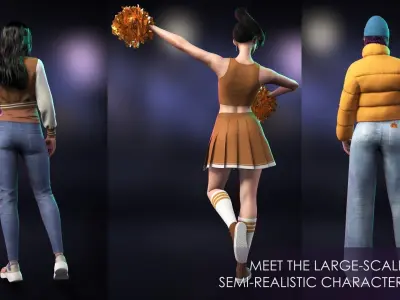 Casual Wear Girls Pack 3-Streetwear Realistic Stylized Character Low-poly 3D model