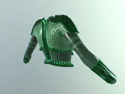 stylized female fantasy green armor Low-poly 3D model
