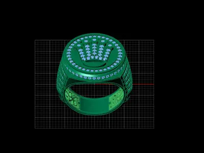 Print Ready STL 3DM  Gents Rings Diamond Men Ring  3D print model 23