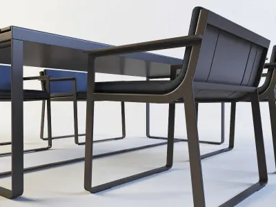 Banco Flat outdoor table plus chairs 3D model
