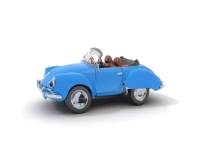 Azure Convertible Classic Car model pack Low-poly 3D model