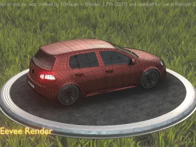 City Car 80 Compact Class Type-C Brown Low-poly 3D model