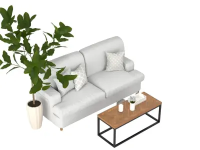 Living C - Fig Tree and Tulips Low-poly 3D model