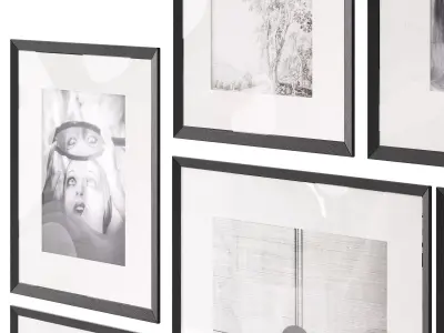 Black and White Pictures with Passe-Partout 3D model