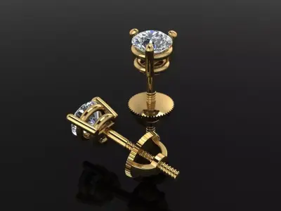 3 Prong Solitaire Earring Stud Basket 3mm50 3D print model