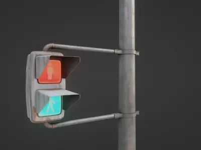 Moderately Dirty Japanese Traffic Light Low-poly 3D model
