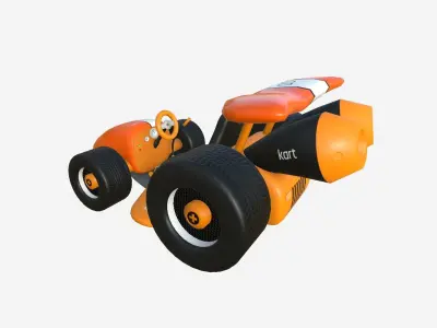 Cartoon Kart A07 Orange - Vehicle Racing Design Low-poly 3D model