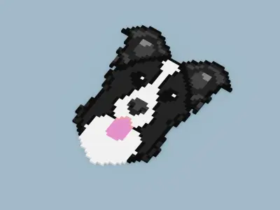 Pixel Border Collie Symbol Low-poly 3D model
