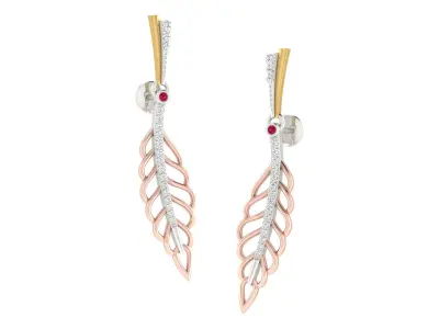 Solitaire Women Drop Earring 3dm STL OBJ FBX Render Details 3D print model 6