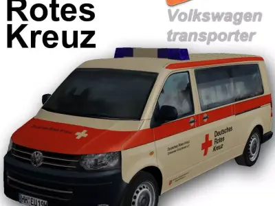 Volkswagen transporter Rotes Kreuz Low-poly 3D model